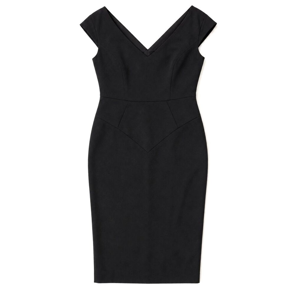 Milly Larissa Dress Black V-Neck Sleeveless Bodycon Cold Shoulder LBD NWT Sz 10 - Picture 3 of 9